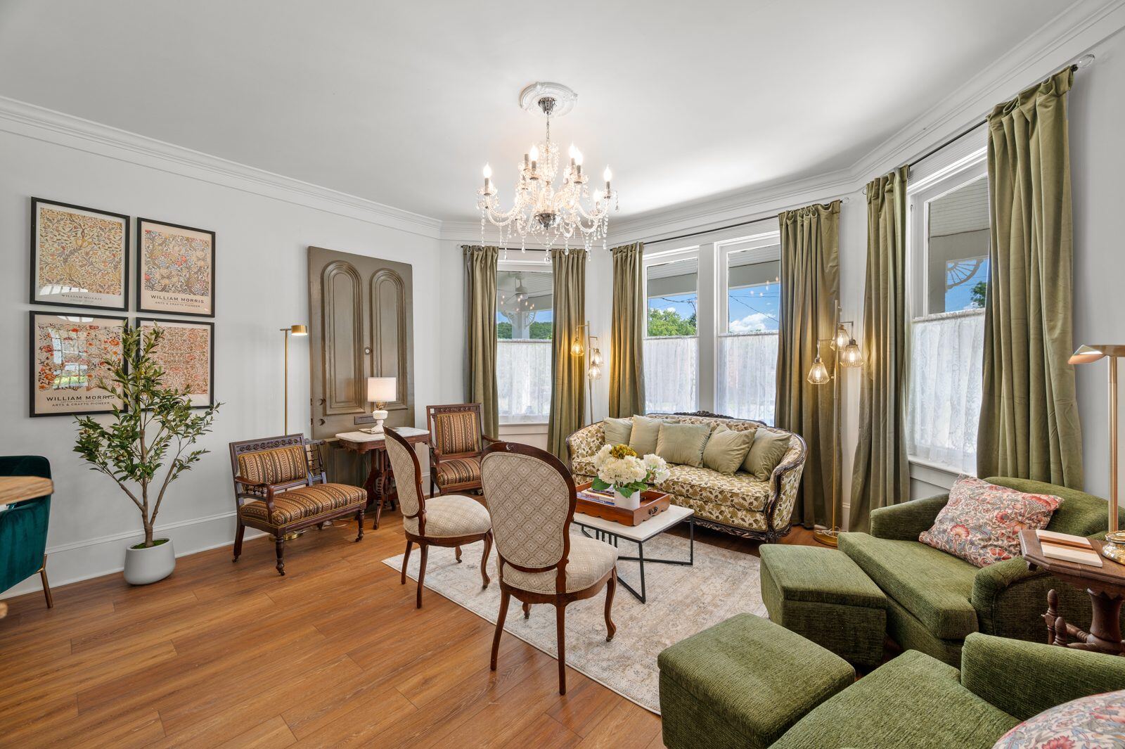 The restored parlor living area of the Craven House
